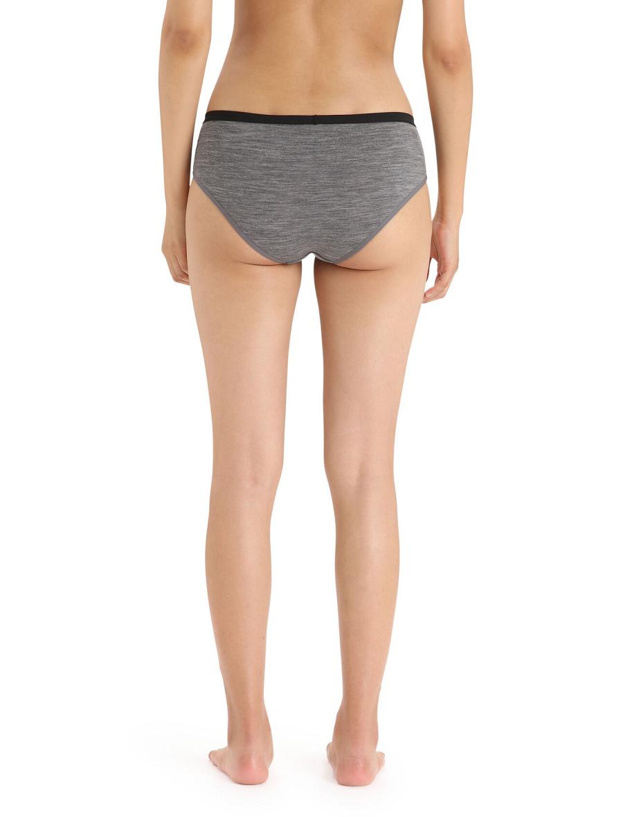 Women's Icebreaker Merino Siren Hipkini Briefs Underwear Gritstone Heather | CA 1219LISH